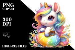 Colorful Baby Unicorn with Ring, PNG Product Image 3
