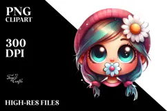 Soft Pastel Flower with Confused Face PNG Product Image 2