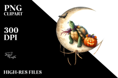 Halloween Turtle on Moon PNG Product Image 2