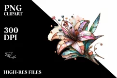Wooden Stained Lily Watercolor | Sublimation | Clipart Product Image 3