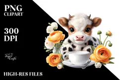 Cute Baby Highland Cow with Ranunculus Product Image 2