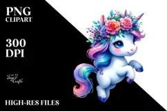 Floral Wreath Unicorn Inspired by PNG Product Image 1