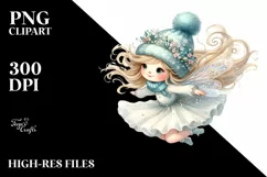 Cute Whimsical Fairy with Snow Flakes PNG Product Image 2