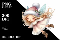 Cute Whimsical Fairy with Snow Flakes PNG Product Image 2