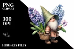 Detailed Gnome Hyacinth Bouquet | Sublimation | Clipart Product Image 3
