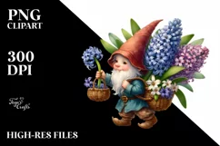 Detailed Gnome Hyacinth Bouquet | Sublimation | Clipart Product Image 3