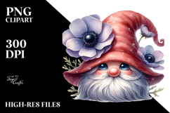 Cute GNOME with Anemone PNG Product Image 2