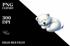 Vibrant Baby Polar Bear Moon Clipart Product Image 3