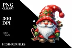 Christmas Gnome,Watercolor PNG Product Image 1