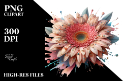 Gerbera with Metallic Insertions PNG Product Image 2