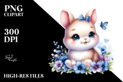 Colorful Baby Bunny Watercolor Clipart Product Image 3