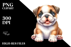 Happy Bulldog, Watercolor PNG Product Image 2