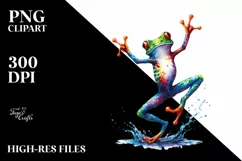 Colorful Watercolor Frog Dancing | Sublimation Clipart Product Image 3