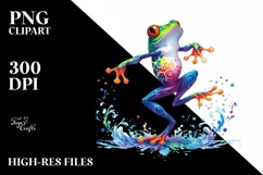 Colorful Watercolor Frog Dancing | Sublimation Clipart Product Image 3