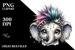 Energetic Elephant with Punk Look, High-Res PNG Product Image 2