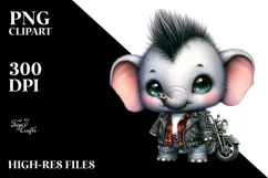 Cute Punk Baby Elephant PNG Product Image 2