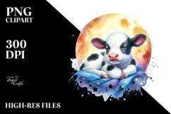 Vibrant Baby Cow Moon Clipart Product Image 3