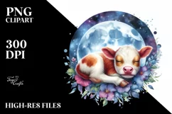 Vibrant Baby Cow Moon Clipart Product Image 3