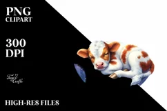 Vibrant Baby Cow Moon Clipart Product Image 1