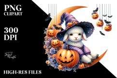 Halloween Lamb on Half Moon, PNG Product Image 2