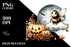 Bee Dressed for Halloween Sitting on Cloud PNG Product Image 2
