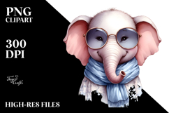 Washed Elephant Smiling with Silk Scarf | Sublimation Product Image 2