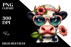 Angry Cow with Sunglasses PNG Product Image 2