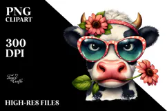 Angry Cow with Sunglasses PNG Product Image 2
