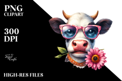 Angry Cow with Sunglasses PNG Product Image 2