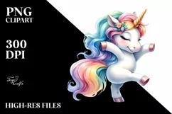 Cute Baby Unicorn Dancing on Rainbow | Sublimation | Clipart Product Image 3