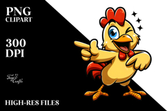 Joyful Chicken with Winking Eye, Vector Art Product Image 2