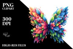 Butterfly with 3D Looking Flowers PNG Product Image 3