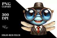 Detailed Dragonfly Suit Portrait Clipart Product Image 1