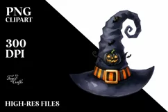Funny Halloween Hat Watercolor Clipart Product Image 1