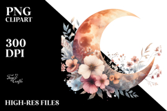 Vibrant Half Moon with Flowers PNG Product Image 2