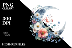 Vibrant Half Moon with Flowers PNG Product Image 2