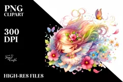 Watercolor Cute Fairy Petals Wind Sublimation Clipart Product Image 1