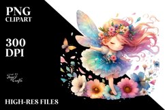 Watercolor Cute Fairy Petals Wind Sublimation Clipart Product Image 1