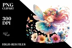 Watercolor Cute Fairy Petals Wind Sublimation Clipart Product Image 1