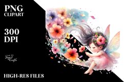 Watercolor Cute Fairy Petals Wind Sublimation Clipart Product Image 1
