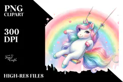 Colorful Unicorn Swinging Rainbow | Sublimation Clipart Product Image 2