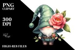 Cute Gnome with Camellia PNG Product Image 2