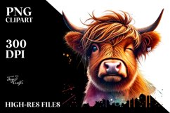 Highland Calf Winking Victory Sign PNG Product Image 2