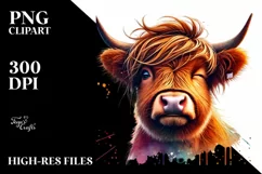 Highland Calf Winking Victory Sign PNG Product Image 2