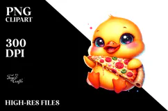 Vibrant Baby Duck with Pizza Slice PNG Product Image 2