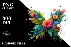 Butterfly with 3D Looking Flowers PNG Product Image 1
