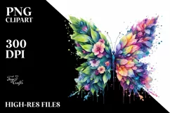 Butterfly with 3D Looking Flowers PNG Product Image 1