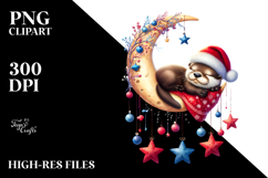 Vibrant Baby Otter Sleeping on the Moon PNG Product Image 2