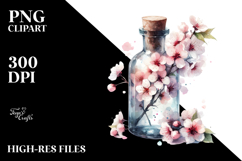 Abstract Watercolor Bottle Cherry Blossom | Clipart Product Image 2