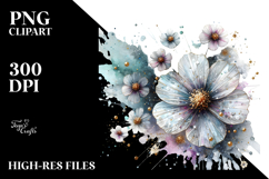 Elegant Cosmos with Metallic Accents, PNG Product Image 2